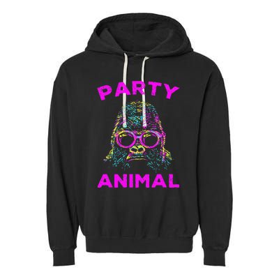 Cute Gorilla Party Animal Lover Colorful Monkey Garment-Dyed Fleece Hoodie