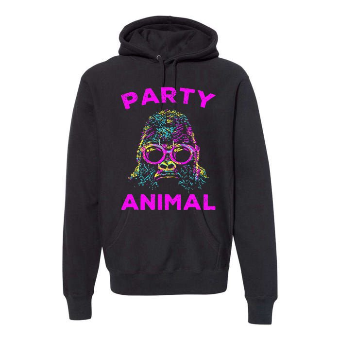 Cute Gorilla Party Animal Lover Colorful Monkey Premium Hoodie