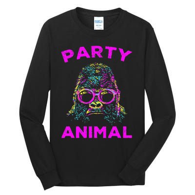 Cute Gorilla Party Animal Lover Colorful Monkey Tall Long Sleeve T-Shirt