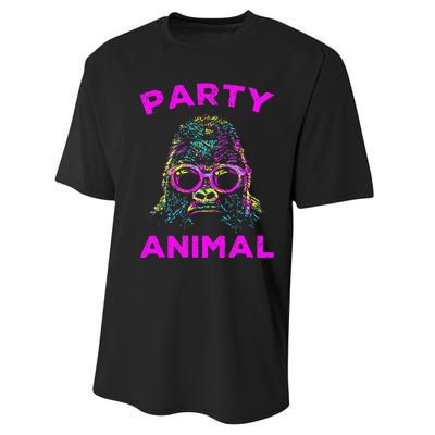 Cute Gorilla Party Animal Lover Colorful Monkey Performance Sprint T-Shirt