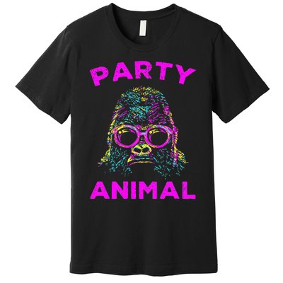 Cute Gorilla Party Animal Lover Colorful Monkey Premium T-Shirt