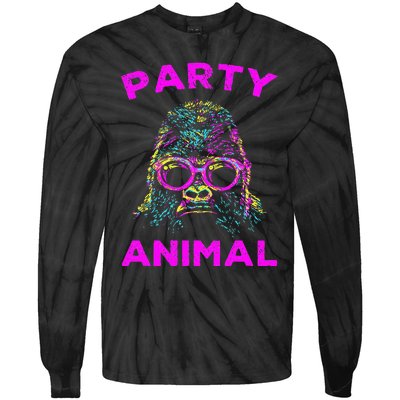 Cute Gorilla Party Animal Lover Colorful Monkey Tie-Dye Long Sleeve Shirt