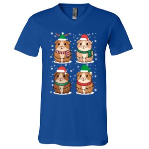 Cute Guinea Pigs Family Matching Christmas Gift V-Neck T-Shirt