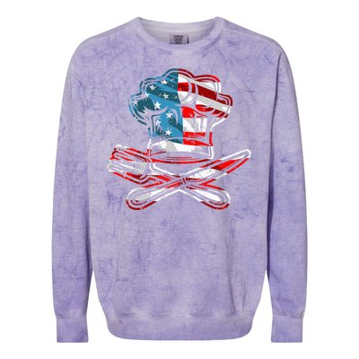 Culinary Gangster Pastry Chef Cooking Culinary USA Flag Colorblast Crewneck Sweatshirt