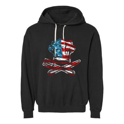 Culinary Gangster Pastry Chef Cooking Culinary USA Flag Garment-Dyed Fleece Hoodie