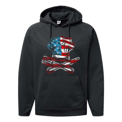 Culinary Gangster Pastry Chef Cooking Culinary USA Flag Performance Fleece Hoodie