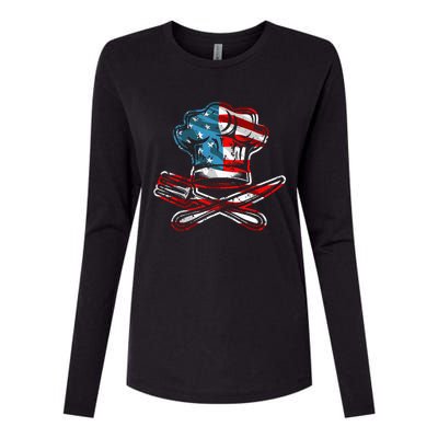 Culinary Gangster Pastry Chef Cooking Culinary USA Flag Womens Cotton Relaxed Long Sleeve T-Shirt