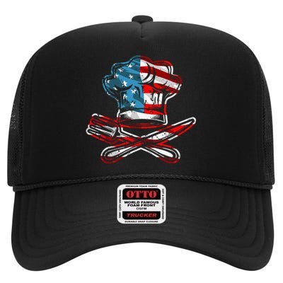 Culinary Gangster Pastry Chef Cooking Culinary USA Flag High Crown Mesh Back Trucker Hat