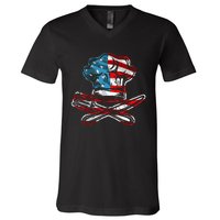 Culinary Gangster Pastry Chef Cooking Culinary USA Flag V-Neck T-Shirt