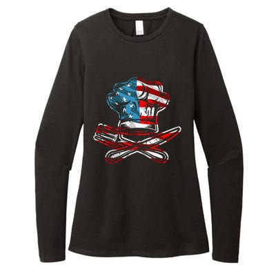 Culinary Gangster Pastry Chef Cooking Culinary USA Flag Womens CVC Long Sleeve Shirt