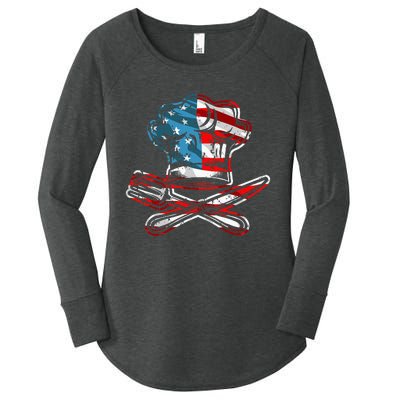 Culinary Gangster Pastry Chef Cooking Culinary USA Flag Women's Perfect Tri Tunic Long Sleeve Shirt