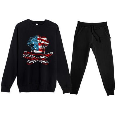 Culinary Gangster Pastry Chef Cooking Culinary USA Flag Premium Crewneck Sweatsuit Set