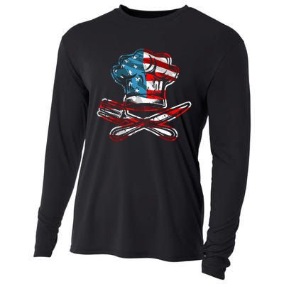 Culinary Gangster Pastry Chef Cooking Culinary USA Flag Cooling Performance Long Sleeve Crew