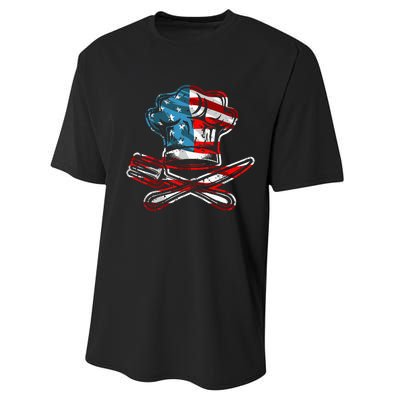 Culinary Gangster Pastry Chef Cooking Culinary USA Flag Performance Sprint T-Shirt