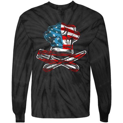 Culinary Gangster Pastry Chef Cooking Culinary USA Flag Tie-Dye Long Sleeve Shirt