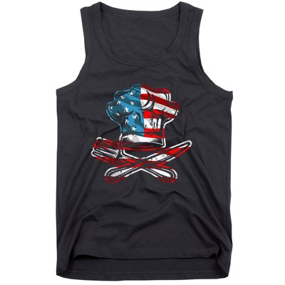 Culinary Gangster Pastry Chef Cooking Culinary USA Flag Tank Top