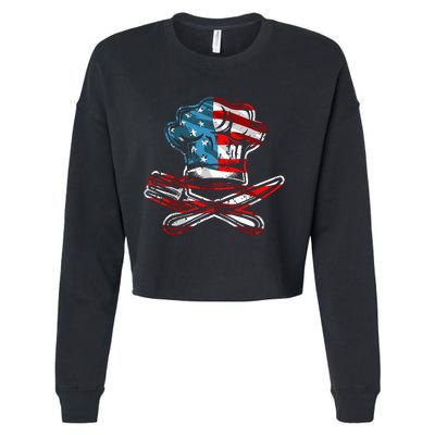 Culinary Gangster Pastry Chef Cooking Culinary USA Flag Cropped Pullover Crew