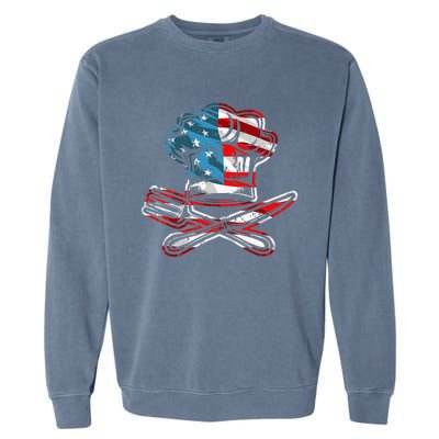 Culinary Gangster Pastry Chef Cooking Culinary USA Flag Garment-Dyed Sweatshirt