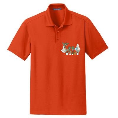 Cute Ghost Plant Lady Ghost Halloween Dry Zone Grid Polo