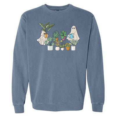 Cute Ghost Plant Lady Ghost Halloween Garment-Dyed Sweatshirt