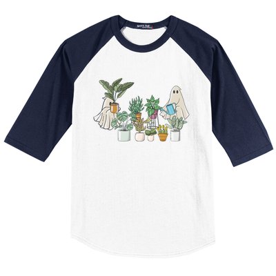 Cute Ghost Plant Lady Ghost Halloween Baseball Sleeve Shirt