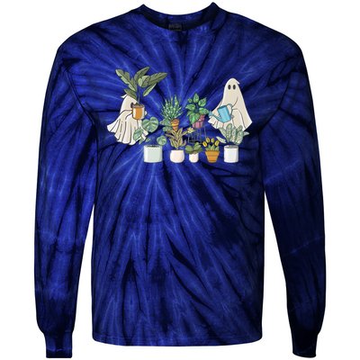 Cute Ghost Plant Lady Ghost Halloween Tie-Dye Long Sleeve Shirt