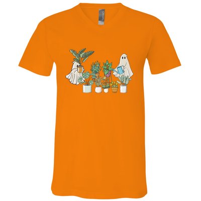 Cute Ghost Plant Lady Ghost Halloween V-Neck T-Shirt