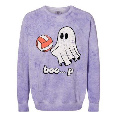 Cute Ghost Playing Volleyball Sport Player Halloween Costume Colorblast Crewneck Sweatshirt