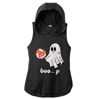 Cute Ghost Playing Volleyball Sport Player Halloween Costume Ladies PosiCharge Tri-Blend Wicking Draft Hoodie Tank