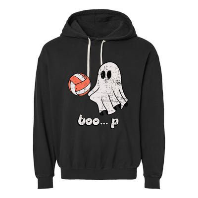 Cute Ghost Playing Volleyball Sport Player Halloween Costume Garment-Dyed Fleece Hoodie