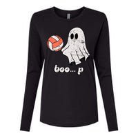 Cute Ghost Playing Volleyball Sport Player Halloween Costume Womens Cotton Relaxed Long Sleeve T-Shirt