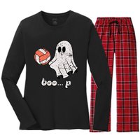 Cute Ghost Playing Volleyball Sport Player Halloween Costume Women's Long Sleeve Flannel Pajama Set 