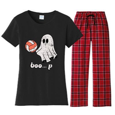 Cute Ghost Playing Volleyball Sport Player Halloween Costume Women's Flannel Pajama Set