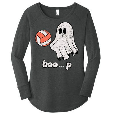 Cute Ghost Playing Volleyball Sport Player Halloween Costume Women's Perfect Tri Tunic Long Sleeve Shirt