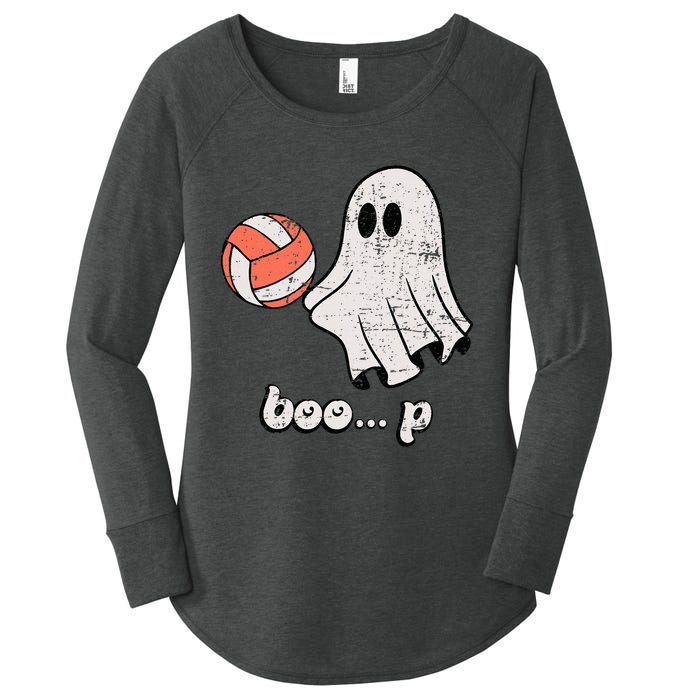 Cute Ghost Playing Volleyball Sport Player Halloween Costume Women's Perfect Tri Tunic Long Sleeve Shirt