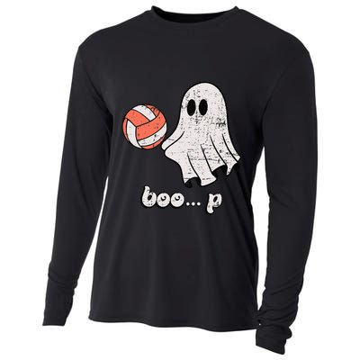 Cute Ghost Playing Volleyball Sport Player Halloween Costume Cooling Performance Long Sleeve Crew