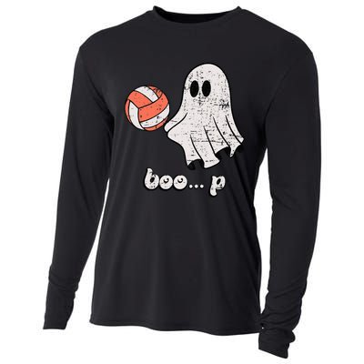 Cute Ghost Playing Volleyball Sport Player Halloween Costume Cooling Performance Long Sleeve Crew