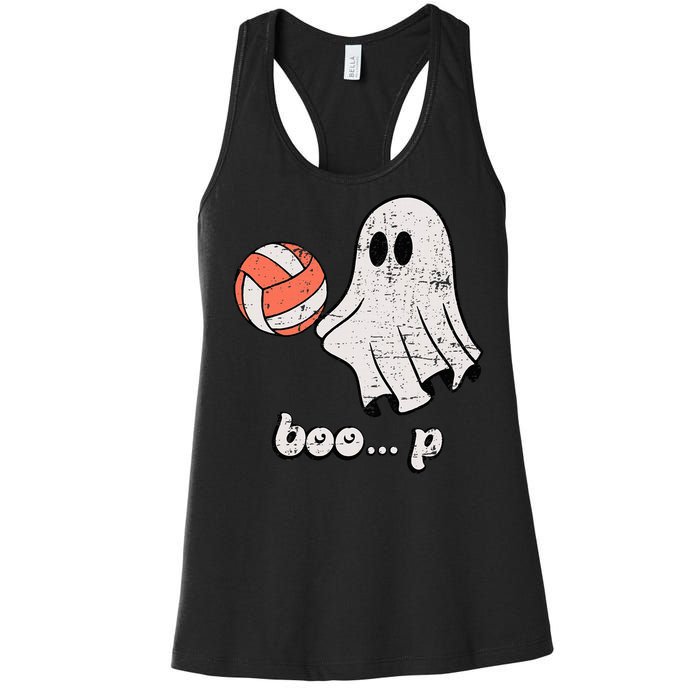 Cute Ghost Playing Volleyball Sport Player Halloween Costume Women's Racerback Tank