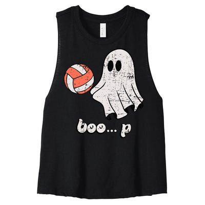 Cute Ghost Playing Volleyball Sport Player Halloween Costume Women's Racerback Cropped Tank