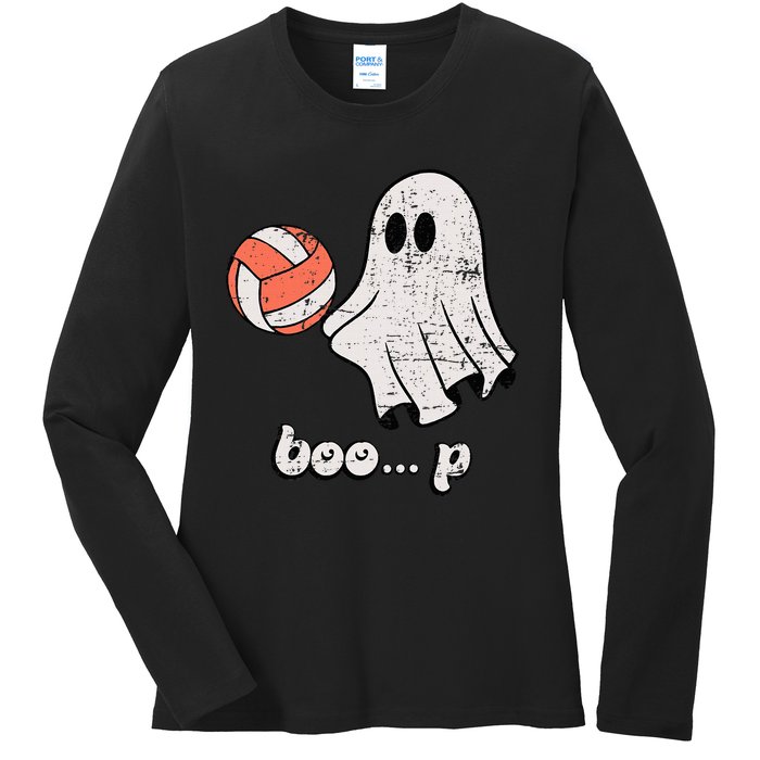 Cute Ghost Playing Volleyball Sport Player Halloween Costume Ladies Long Sleeve Shirt