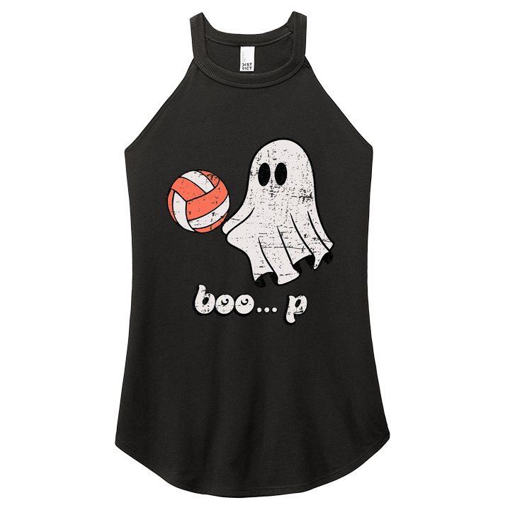 Cute Ghost Playing Volleyball Sport Player Halloween Costume Women's Perfect Tri Rocker Tank