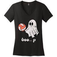 Cute Ghost Playing Volleyball Sport Player Halloween Costume Women's V-Neck T-Shirt