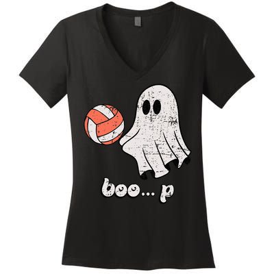 Cute Ghost Playing Volleyball Sport Player Halloween Costume Women's V-Neck T-Shirt