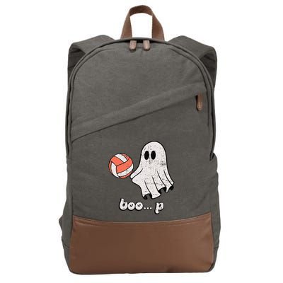 Cute Ghost Playing Volleyball Sport Player Halloween Costume Cotton Canvas Backpack