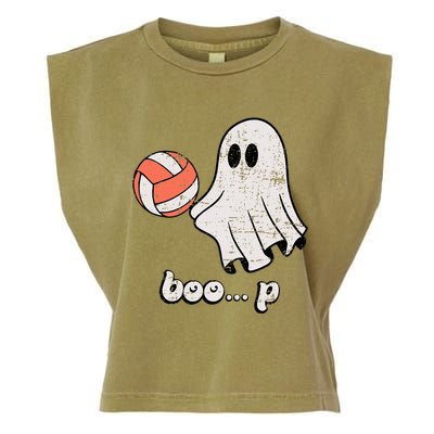 Cute Ghost Playing Volleyball Sport Player Halloween Costume Garment-Dyed Women's Muscle Tee