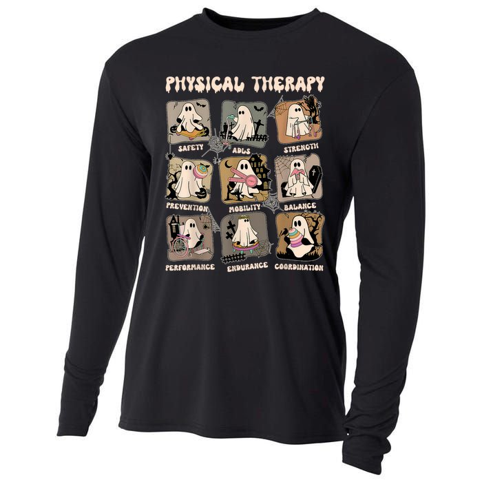 Cute Ghost Physical Therapy PT Physical Therapist Halloween Cooling Performance Long Sleeve Crew