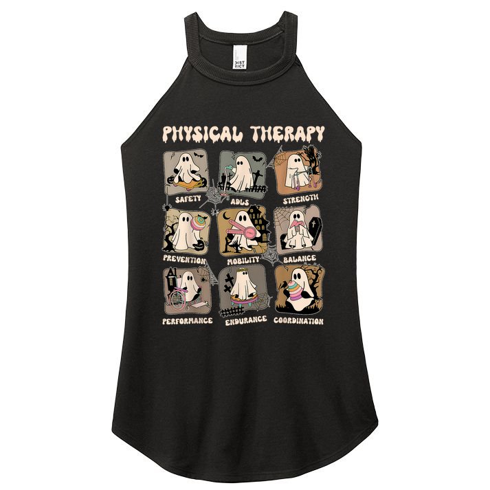 Cute Ghost Physical Therapy PT Physical Therapist Halloween Women's Perfect Tri Rocker Tank