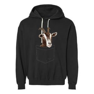 Cool Goat Pocket Goat Whisperer Farm Animal Garment-Dyed Fleece Hoodie