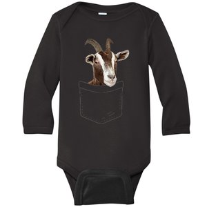 Cool Goat Pocket Goat Whisperer Farm Animal Baby Long Sleeve Bodysuit