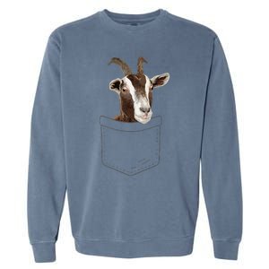 Cool Goat Pocket Goat Whisperer Farm Animal Garment-Dyed Sweatshirt